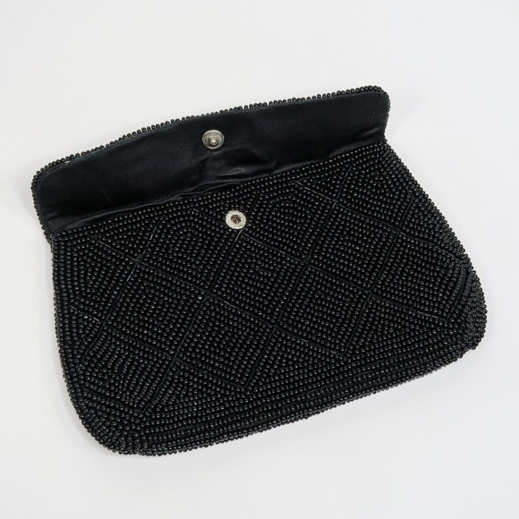 Vintage 50s Bags by Debbie Black Beaded Clutch - Picture 2 of 7